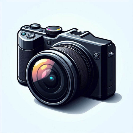 Digital camera on a white background. Vector illustration. Eps 10.のイラスト素材