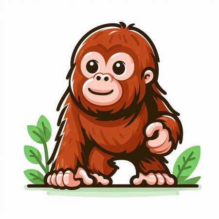 Vector illustration of a cute monkey on a white background. Cartoon style.のイラスト素材