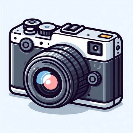 Retro camera. Vector illustration. Isolated on white background.のイラスト素材