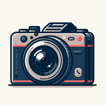 Retro camera. Vector illustration in flat design style. Isolated on white background.のイラスト素材