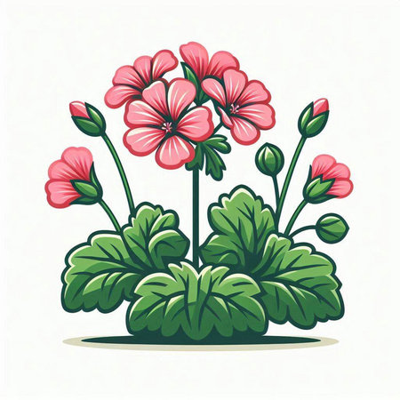 Geranium flowers isolated on white background. Hand drawn vector illustration.のイラスト素材