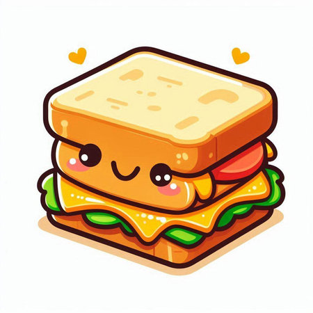cute cartoon hamburger isolated on white background, vector illustration.のイラスト素材