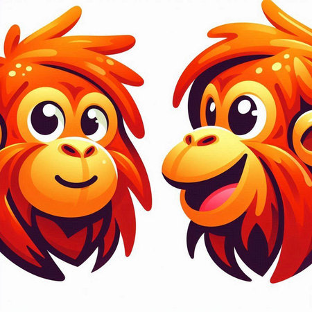 Cartoon monkey and rooster on white background. Vector illustration.のイラスト素材