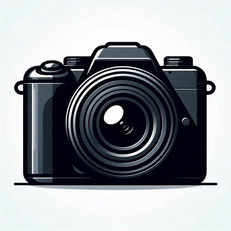 Vector illustration of a camera on a white background. Vector illustration.のイラスト素材