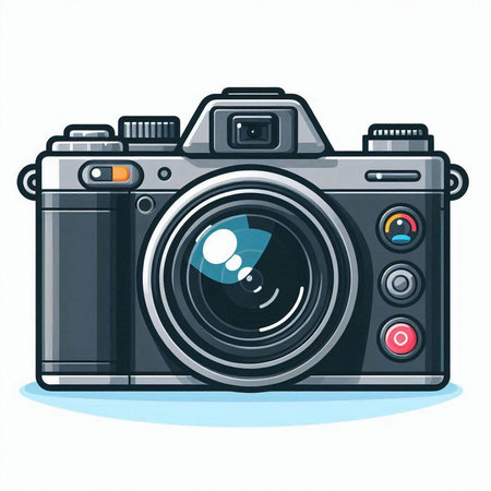 Vector illustration of a camera isolated on white background. Cartoon style.のイラスト素材