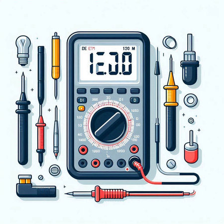Digital multimeter. Electronic equipment. Vector illustration in flat style.のイラスト素材