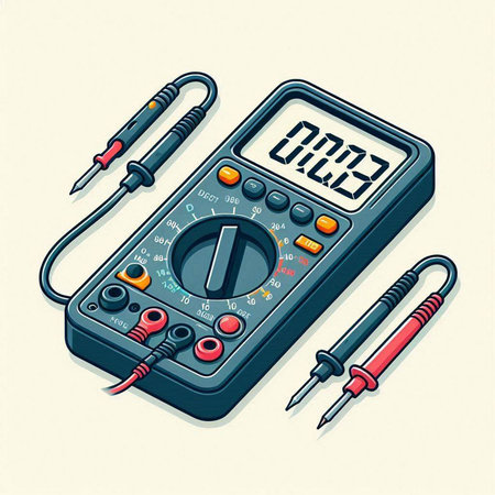 Digital multimeter, digital multimeter. Vector illustration in cartoon styleのイラスト素材