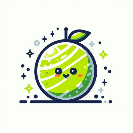Cute apple character. Vector flat cartoon kawaii illustration.のイラスト素材