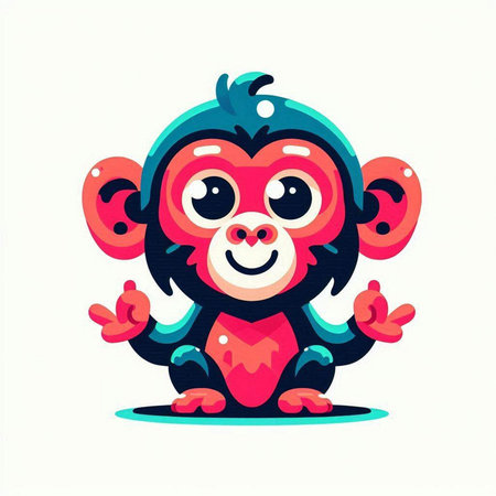 Cute cartoon monkey isolated on a white background. Vector illustration.のイラスト素材