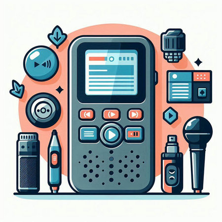 Electronic music player. Vector illustration in flat style. Music equipment.のイラスト素材