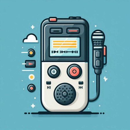 Retro music player. Vector illustration in flat style. Music player.のイラスト素材