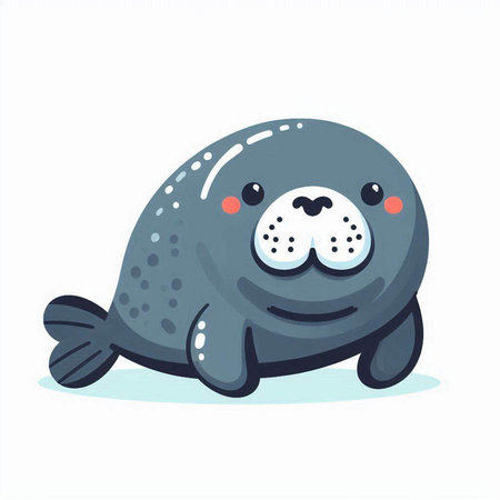 Cute seal. Vector illustration in cartoon style. Isolated on white background.のイラスト素材