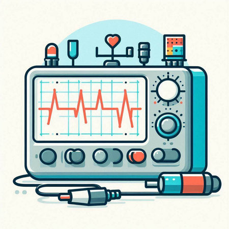 Electrocardiogram. Medical equipment. Vector illustration in flat styleのイラスト素材