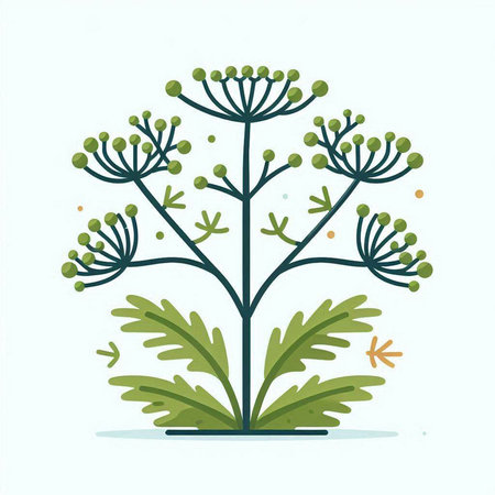 Illustration of dill plant in flat style. Vector illustration.のイラスト素材