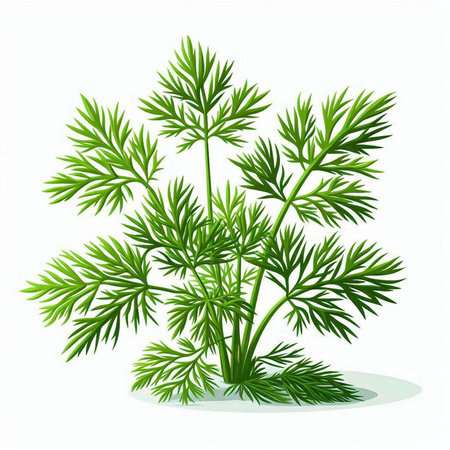 Green dill leaves isolated on white background. Vector illustration. Eps 10.のイラスト素材