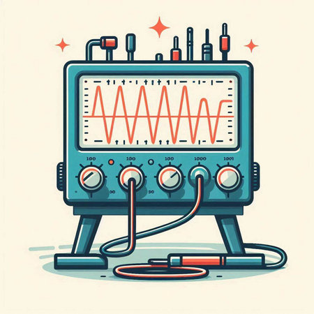 Electronic oscilloscope. Vector illustration in flat style isolated on white background.のイラスト素材
