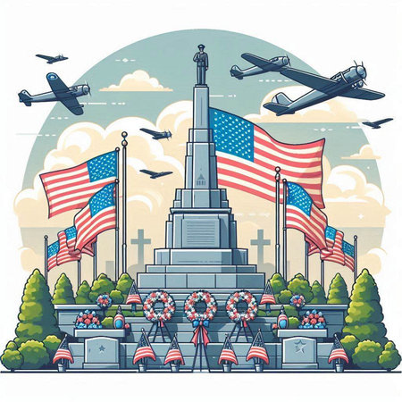 American War Memorial. Vector illustration in retro style on white background.のイラスト素材
