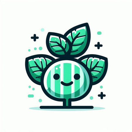 Cute vegetable character with green leaves. Vector flat cartoon illustration.のイラスト素材
