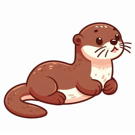 Cute cartoon otter on a white background. Vector illustration.のイラスト素材