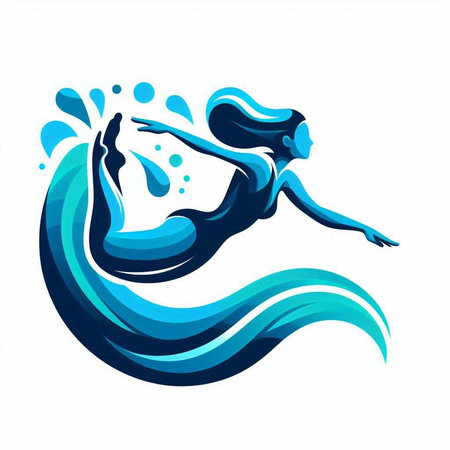 swimmer in the blue water on a white background. vector illustrationのイラスト素材