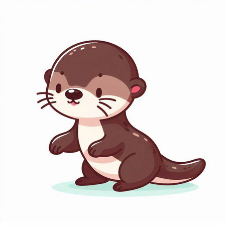 Cute otter cartoon vector illustration isolated on a white background.のイラスト素材