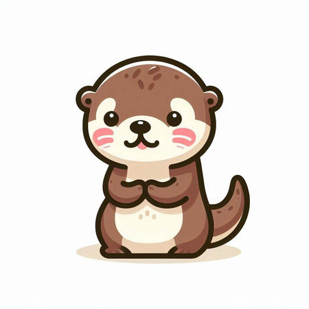 Cute otter isolated on a white background. Vector illustration.のイラスト素材
