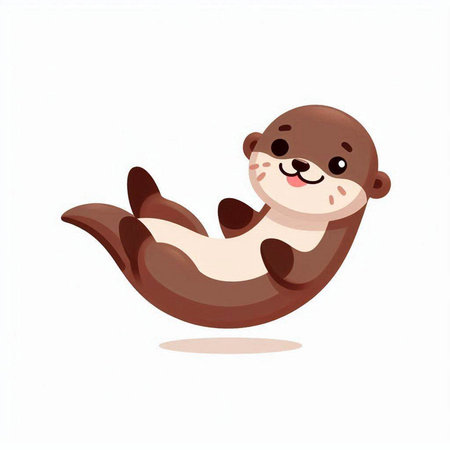 Cute cartoon otter. Vector illustration isolated on white background.のイラスト素材