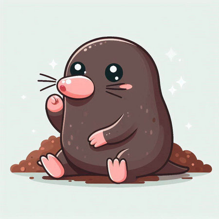 Cute mole sitting on the ground. Vector cartoon character illustration.のイラスト素材