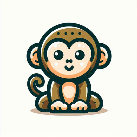 Cute monkey cartoon icon. Vector illustration isolated on white background.のイラスト素材