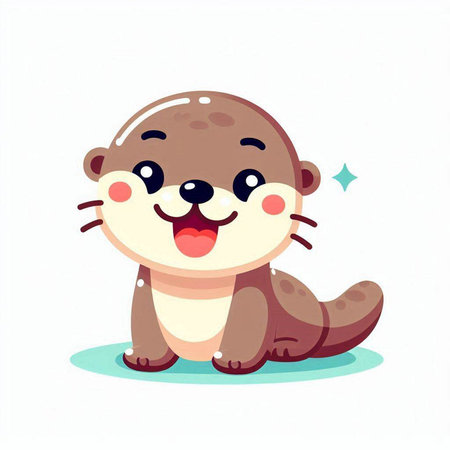 Cute cartoon otter. Vector illustration isolated on white background.のイラスト素材