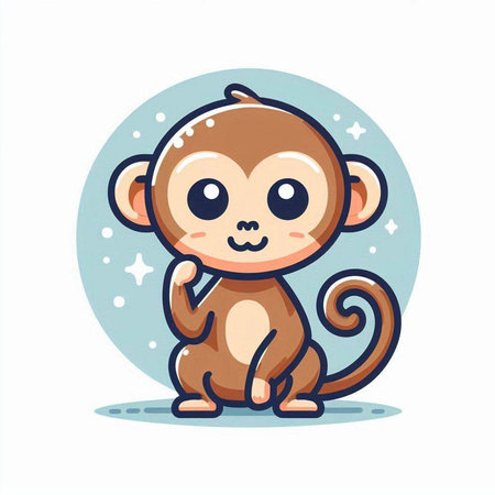 Cute cartoon monkey. Vector illustration isolated on a white background.のイラスト素材