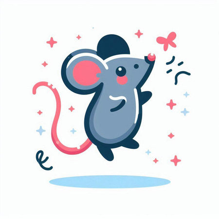 Cute cartoon mouse. Vector illustration isolated on a white background.のイラスト素材