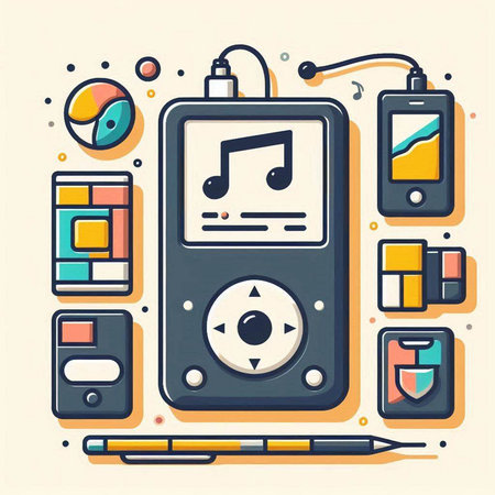 Music player icon in flat design style. Vector illustration, EPS 10.のイラスト素材