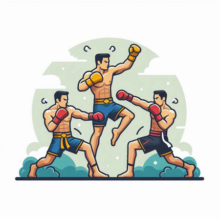 Boxing, muay thai, kickboxing vector illustration.のイラスト素材