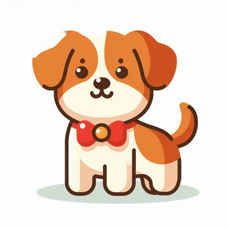 Cute cartoon dog on white background. Vector illustration. Eps 10.のイラスト素材
