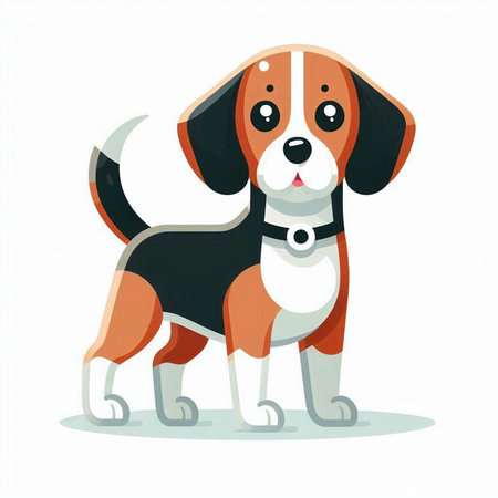 Cartoon beagle dog vector illustration isolated on white background. Cute pet.のイラスト素材