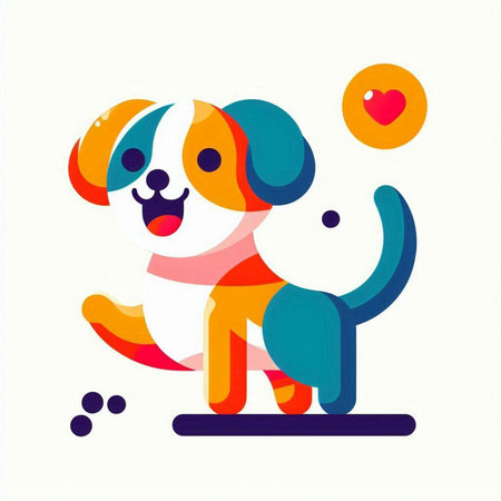 Cute dog with heart. Vector illustration in flat cartoon style.のイラスト素材