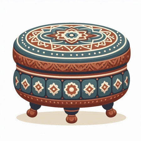 Vector illustration of a decorative wooden chest with a pattern on a white backgroundのイラスト素材