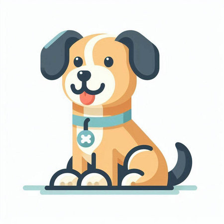 Cute cartoon dog. Vector illustration in a flat style on a white background.のイラスト素材