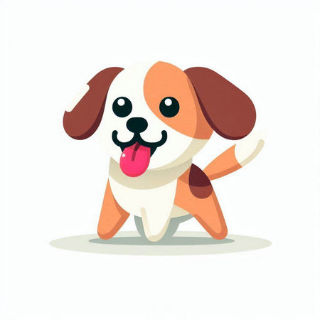 Cute cartoon dog with tongue out. Vector illustration on white background.のイラスト素材
