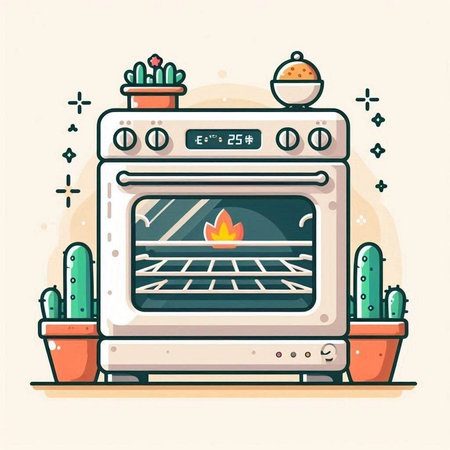 Illustration of a modern electric stove in a flat style. Vector illustration.のイラスト素材