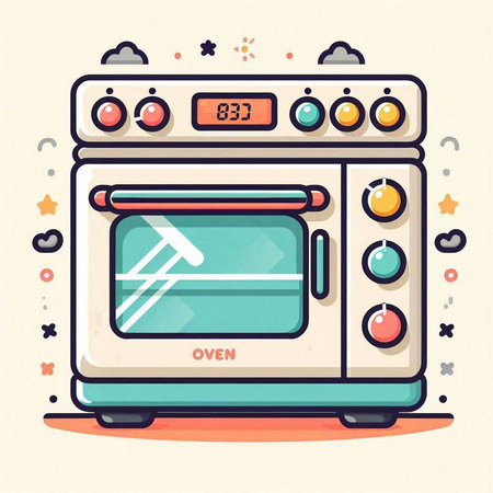 Vector illustration of a modern electric oven in flat style. Kitchen appliance.のイラスト素材