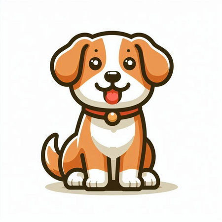 Cute cartoon dog on white background. Vector illustration of a dog.のイラスト素材