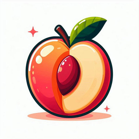 Peach fruit vector illustration on white background. Fresh fruit illustration.のイラスト素材