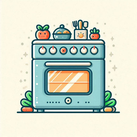 Illustration of a modern electric stove in flat style. Vector illustration.のイラスト素材
