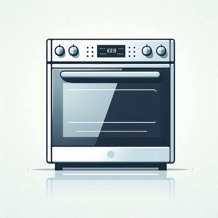 Illustration of a modern oven on a white background with reflection.のイラスト素材
