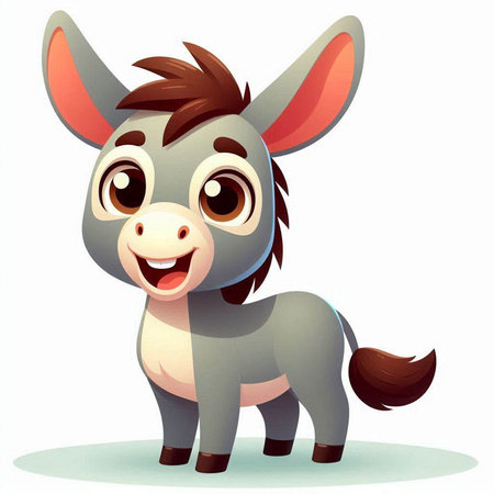 cute cartoon donkey isolated on a white background. Vector illustration.のイラスト素材