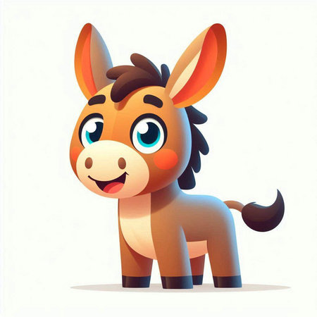 Cute cartoon donkey. Vector illustration isolated on a white background.のイラスト素材