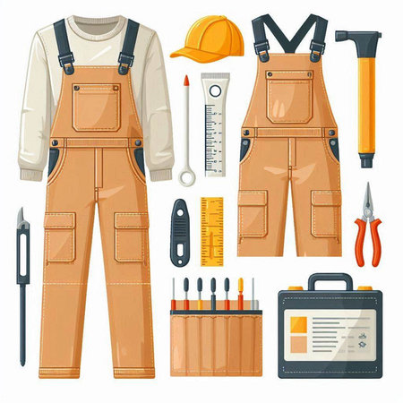 Set of construction tools. Vector illustration in cartoon style isolated on white background.のイラスト素材