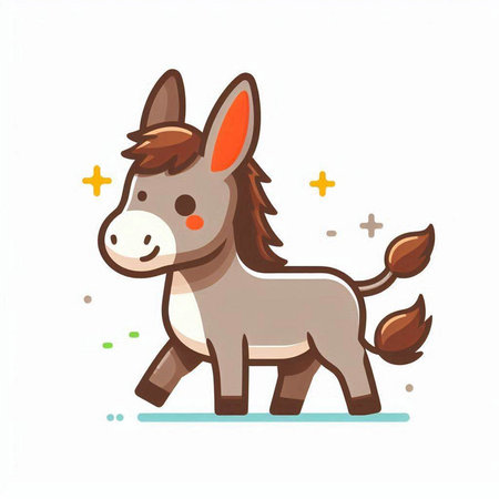 Cute cartoon donkey. Vector illustration on white background. Flat style.のイラスト素材
